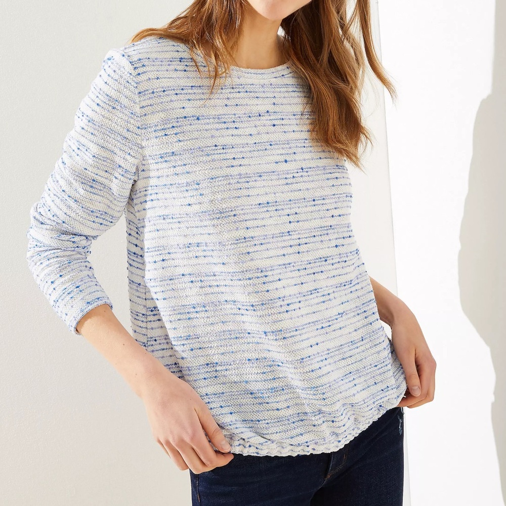 EUC Loft Striped Boucle Bubble Hem Sweatshirt Size S